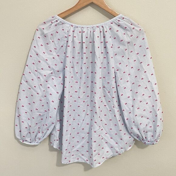 Anthropologie Nena Textured Sleep Top Womens S PJ Pajama Henley Shirt Clip Dot - Picture 6 of 7